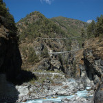 Above Jorsale :: the bridges over the Dudh Kosi River leading to Namche