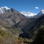 Leaving Namche :: the famous panorama again :: Taboche, Everest over Nuptse, Lhotse, Ama Dablam