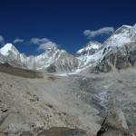 Leaving Gorakshep :: Everest BC surroundings, Pumori, Lingtren, Khumbutse, Everest west shoulder, Nuptse