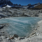 The Ngozumpa glacier crossing :: a glacial lake somewhere in the middle of the glacier
