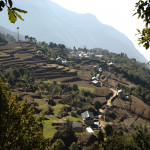 Chheplung :: The Hilltop Lodge view south, the typical Nepali hill terraces begin here